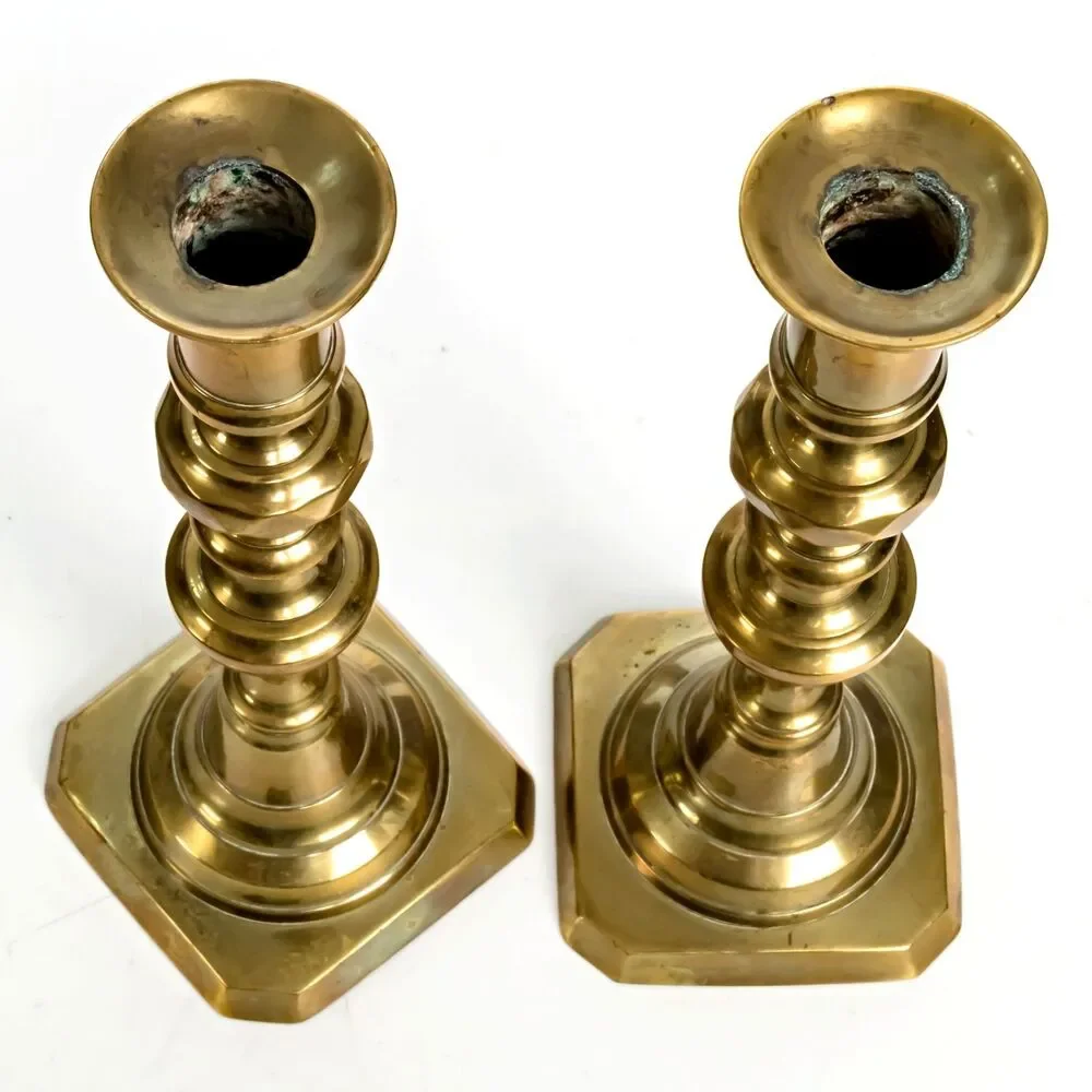 Solid Brass Candle Holders - Heavy Vintage - 8.5